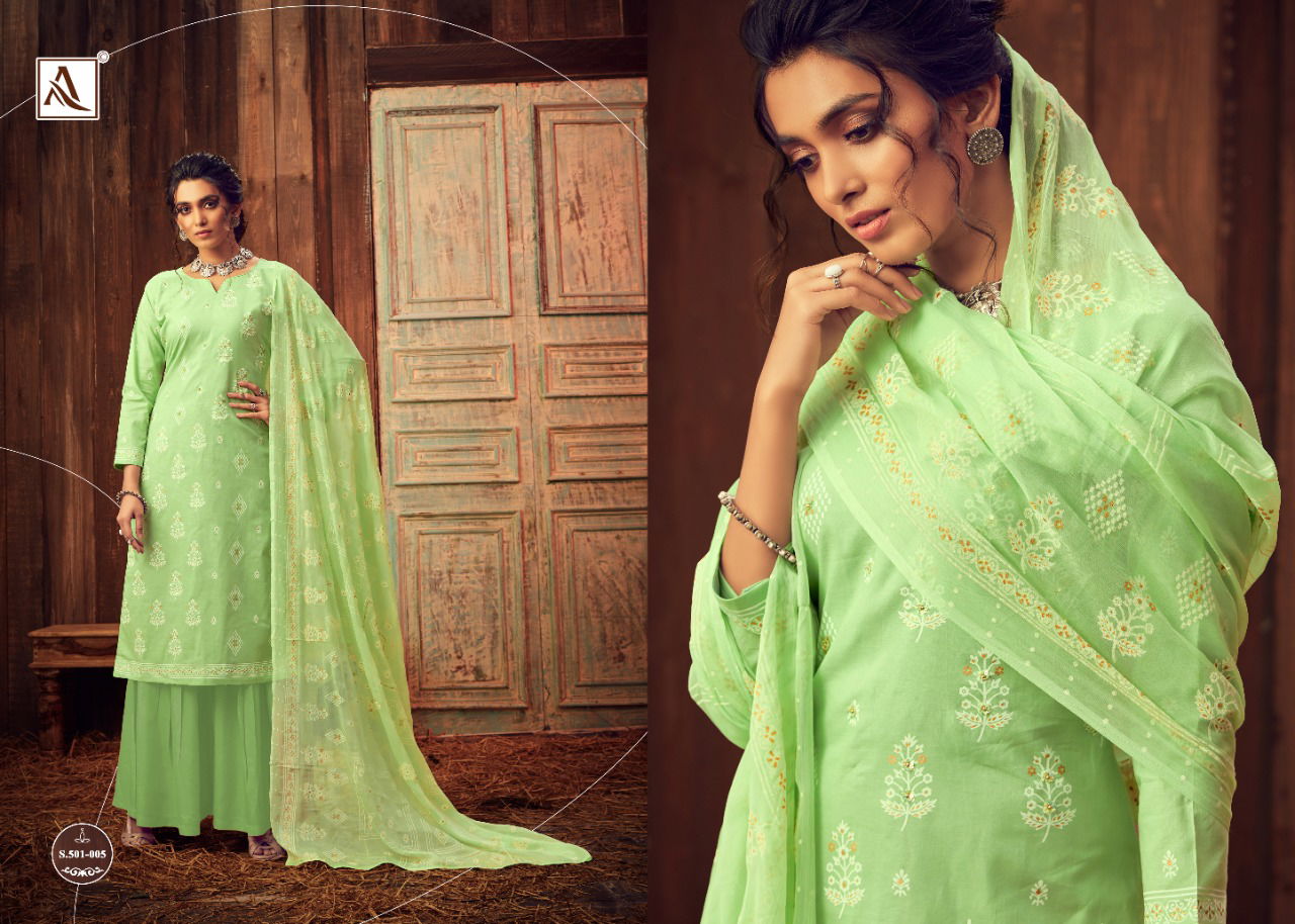 Alok Bloom Gold 2 Pure Lawn Cotton Designer Dress Material
